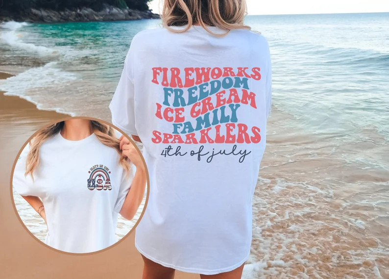 Retro America Shirt, Comfort Color Oversized T-shirt, July 4th, Beach Shirt, Lounge Comfort Shirt... | Etsy (US)