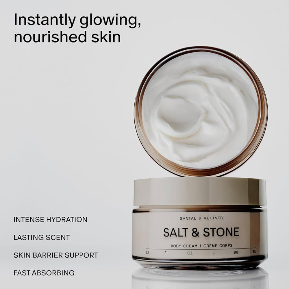 Salt & Stone Body Cream – Santal & Vetiver | Hydrating Formula with Seaweed Extracts, Spirulina... | Amazon (US)