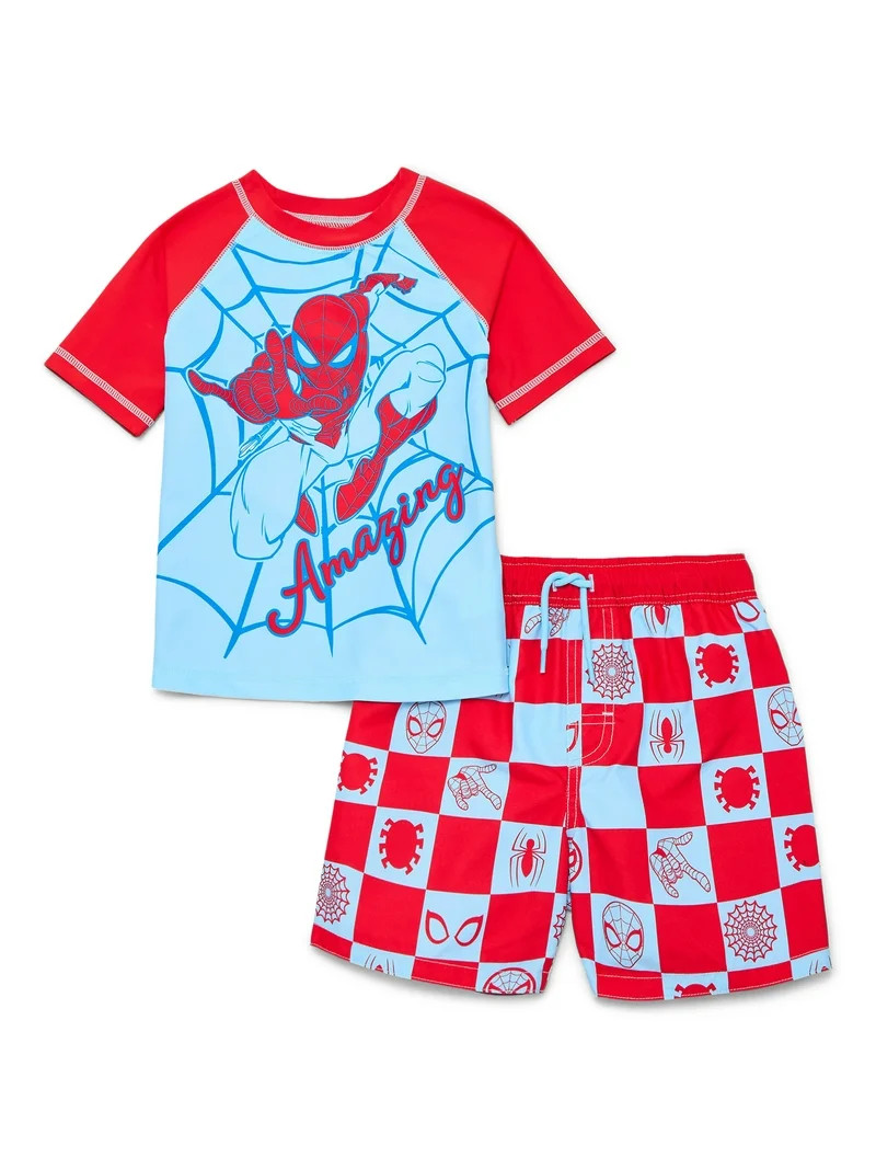 Character Toddler Boy Short-Sleeve Rash Guard and Swim Trunk Set, Sizes 12M-5T | Walmart (US)