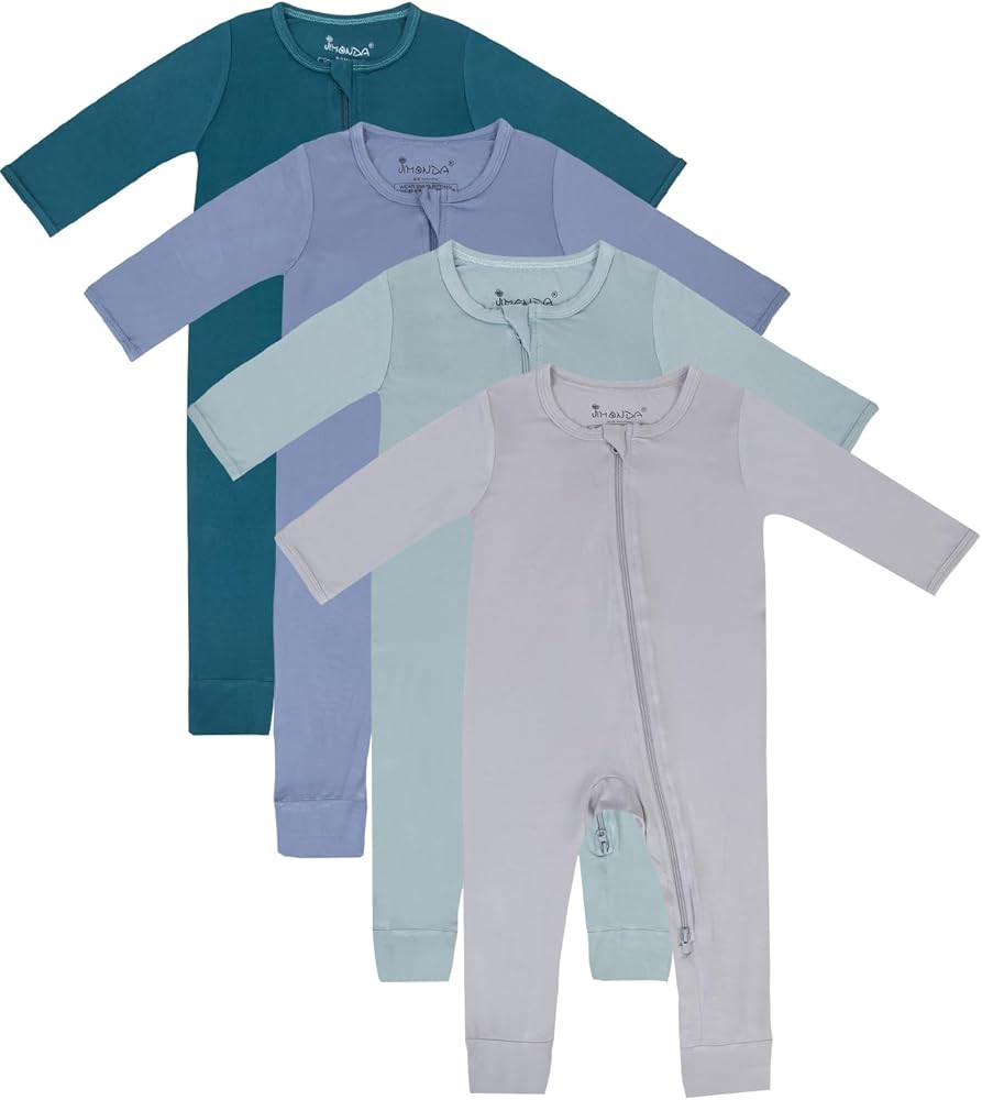 Jimonda Baby Footless Pajamas,Two Zip Closure Long Sleeve Romper,Infant Clothes Pjs 4 Pcs | Amazon (US)