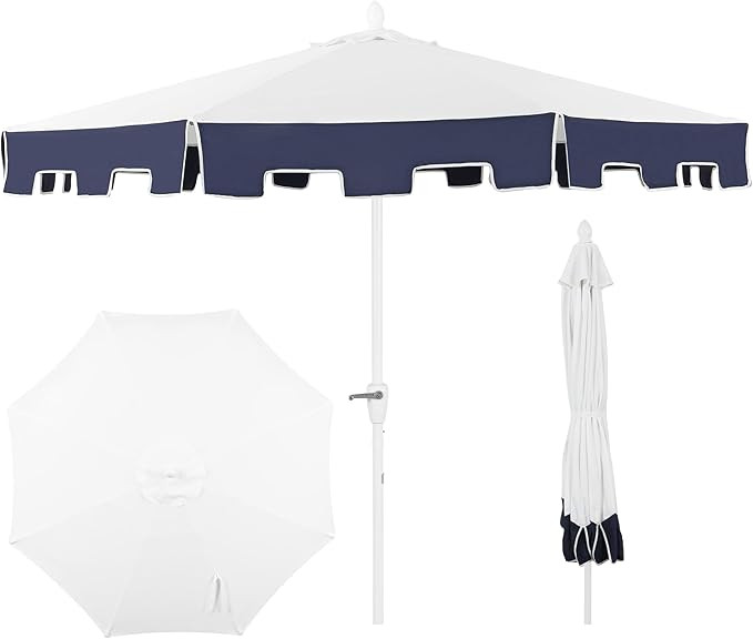 JONATHAN Y UMB1000A Baiona 9 ft. Classic MidCentury Market Patio Umbrella with UV Protection, Aut... | Amazon (US)