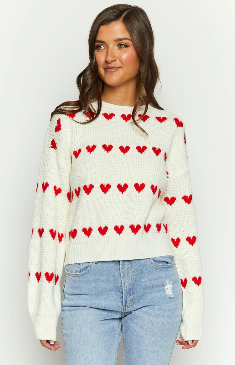 Lovey Red Heart Stripe Jumper | Beginning Boutique (AU)