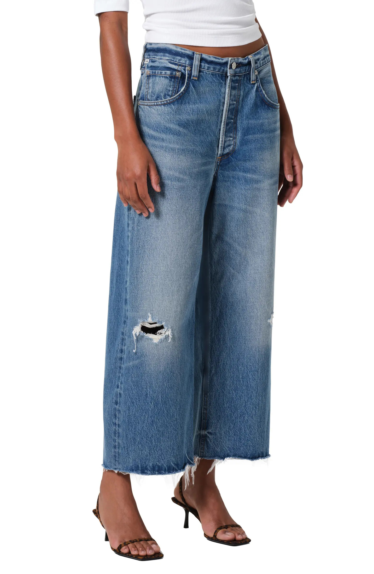 Citizens of Humanity Ayla Raw Hem Crop Wide Leg Jeans | Nordstromrack | Nordstrom Rack
