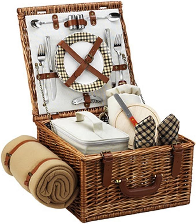 Picnic at Ascot Original Cheshire English-Style Willow Picnic Basket with Service for 2 and Blank... | Amazon (US)