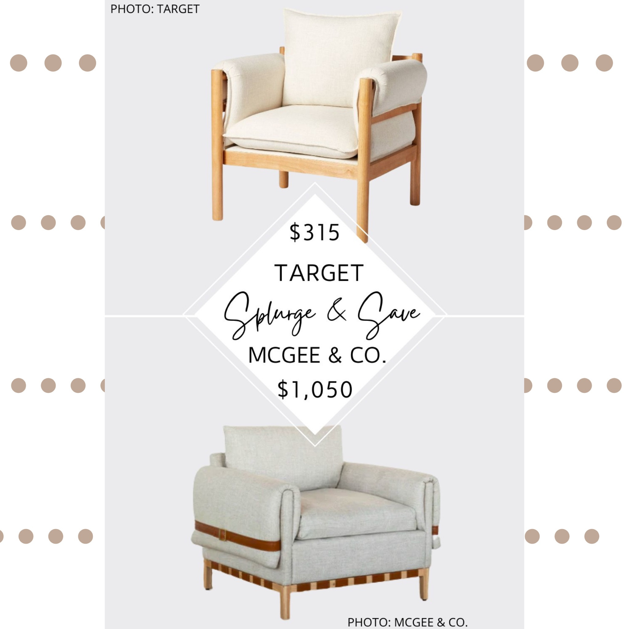 I love it when this happens! I’ve got a Splurge and Save for you from Studio McGee and McGee and Co.  Yup, both the Splurge and the Save are from the same company. If you’re looking for an affordable side chair, Target is your jam! If you’re looking to Splurge on a stunning accent chair, McGee and Co. has the perfect one for you. ❤️

#lookforless #copycat #targetfinds #targetdupes #target #targethome #targetstyle #mcgeeandco #studiomcgee #homedecor #decor #livingroom #chair #seating.  McGee and Co. dupe. Studio McGee dupe. Look for less. Target finds. Target home. Target dupes. Target decor. Target furniture. McGee and Co. Lybbert Accent Chair.  Modern traditional home decor.  Transitional home decor.  Affordable furniture. 

#LTKSale #LTKhome #LTKsalealert