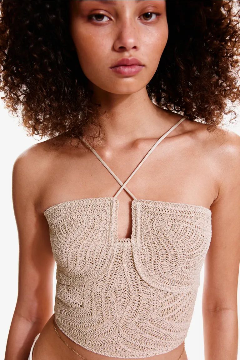 Tie-detail Crochet-look Top | H&M (US + CA)
