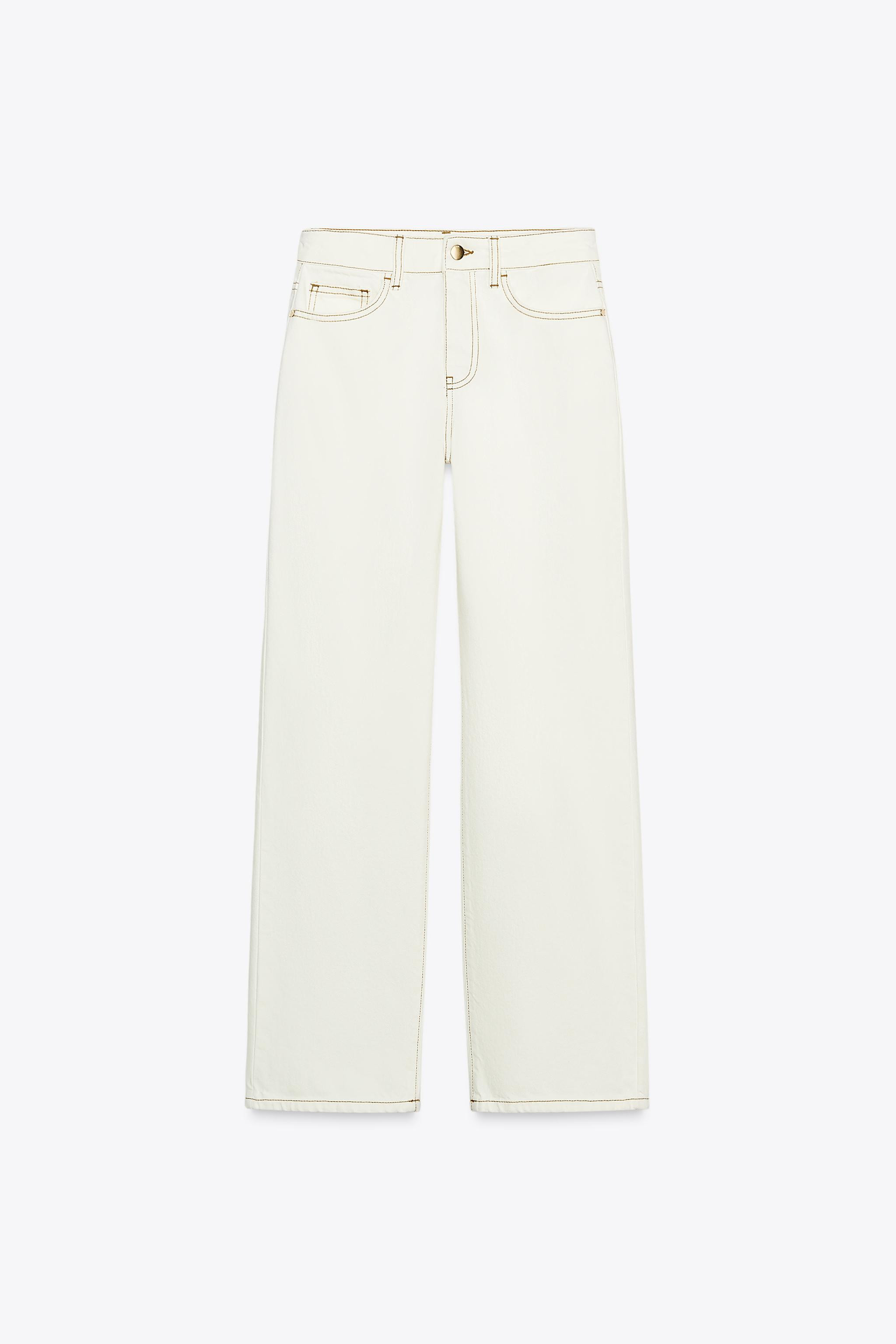 Z1975 HIGH-WAIST SLIM FIT JEANS WITH CONTRAST STITCHING | Zara UK