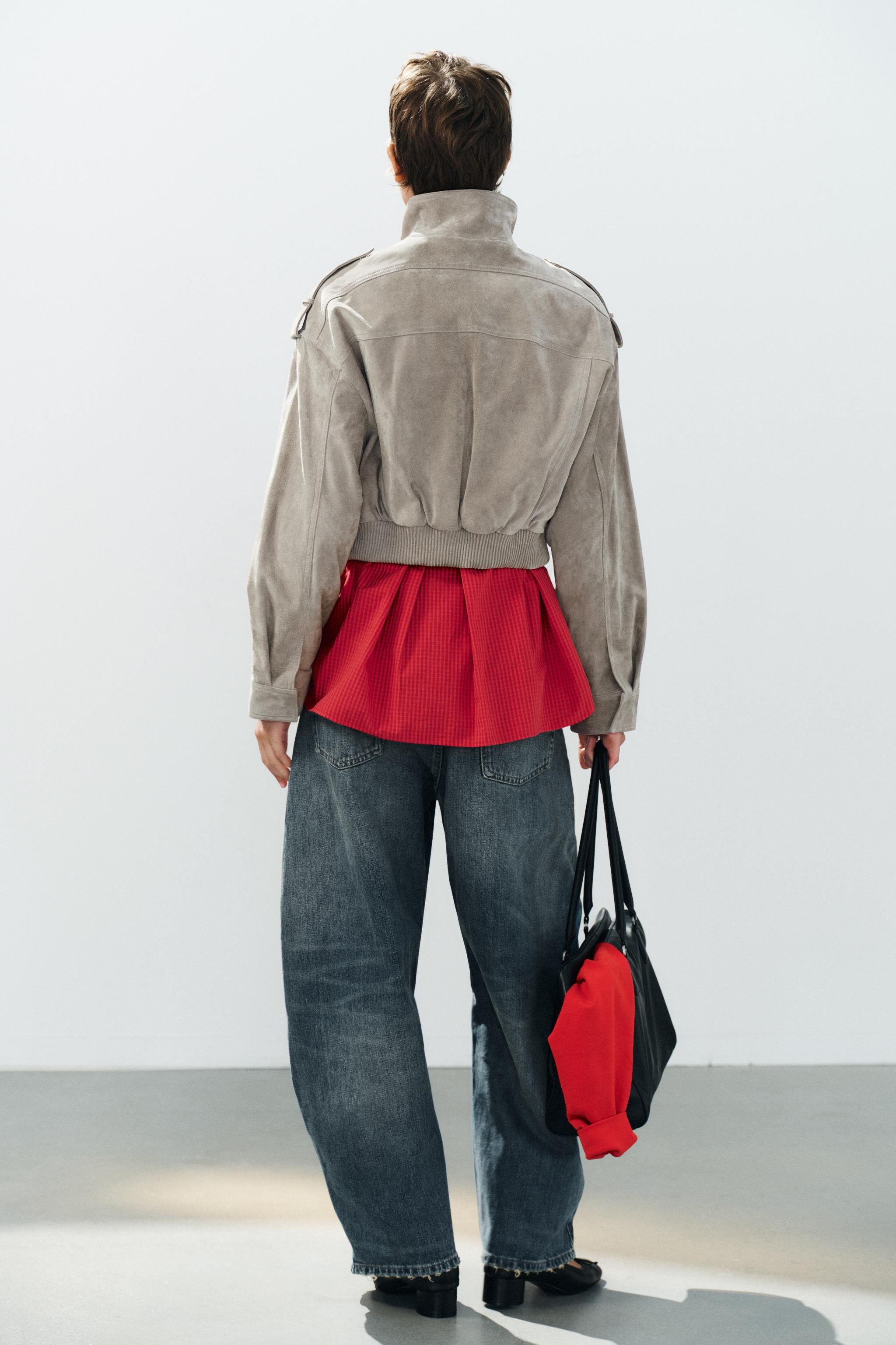 100% LEATHER CROPPED JACKET WITH TABS | Zara UK