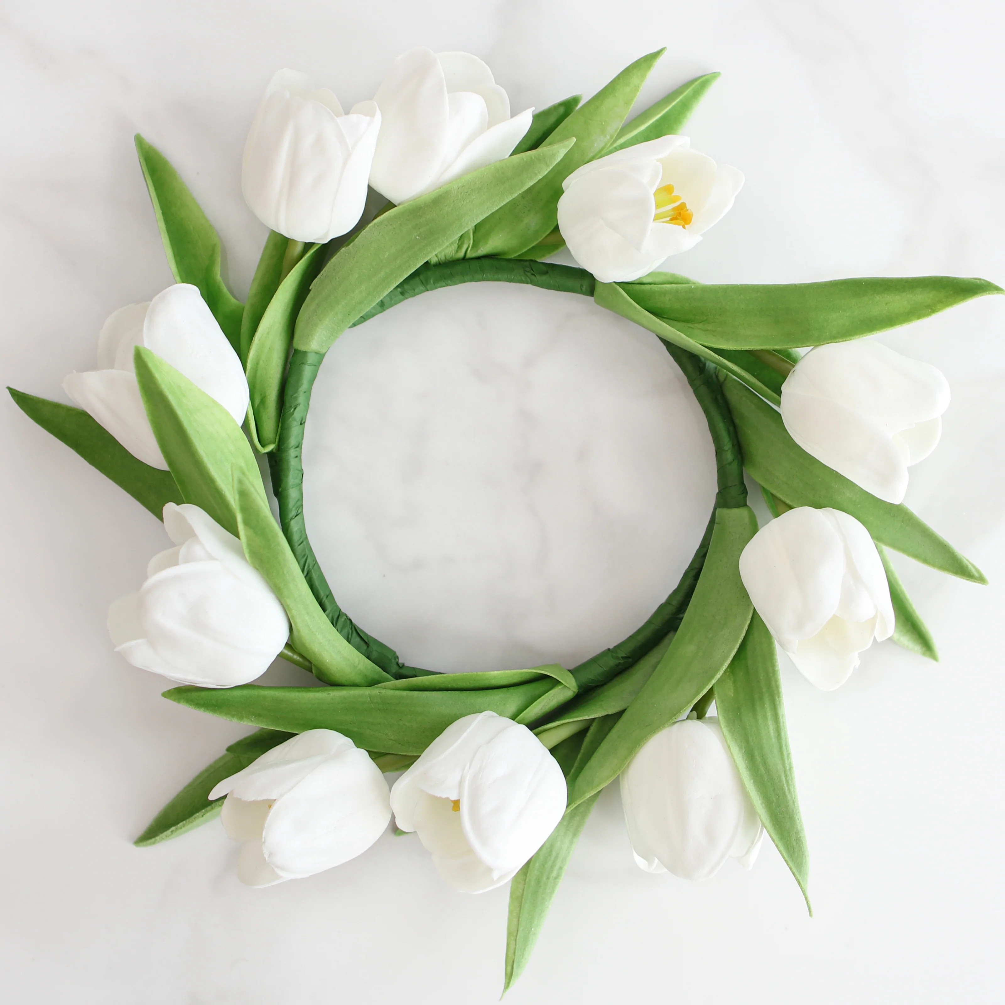 11" White Tulip Candle Ring | Interior Delights