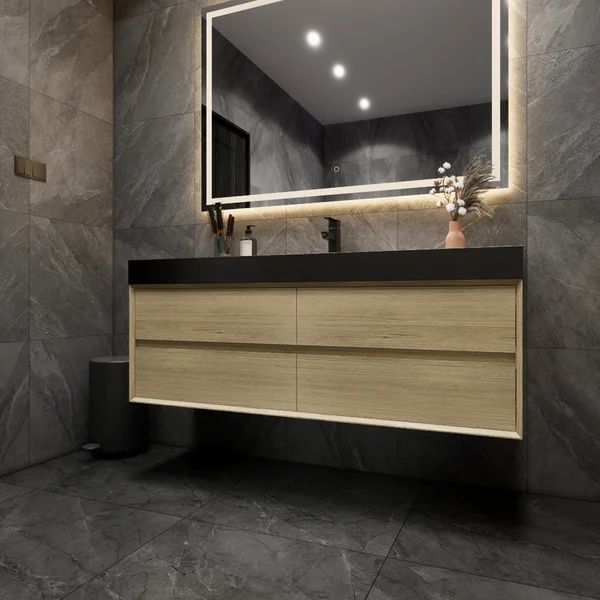 Golitz 59'' Wall Mounted Single Bathroom Vanity with Solid Surface Vanity Top | Wayfair North America