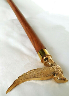 Vintage Bird Antique Walking Cane Wooden Brown Walk Stick Brass Handle Men Gifts  | eBay | eBay UK