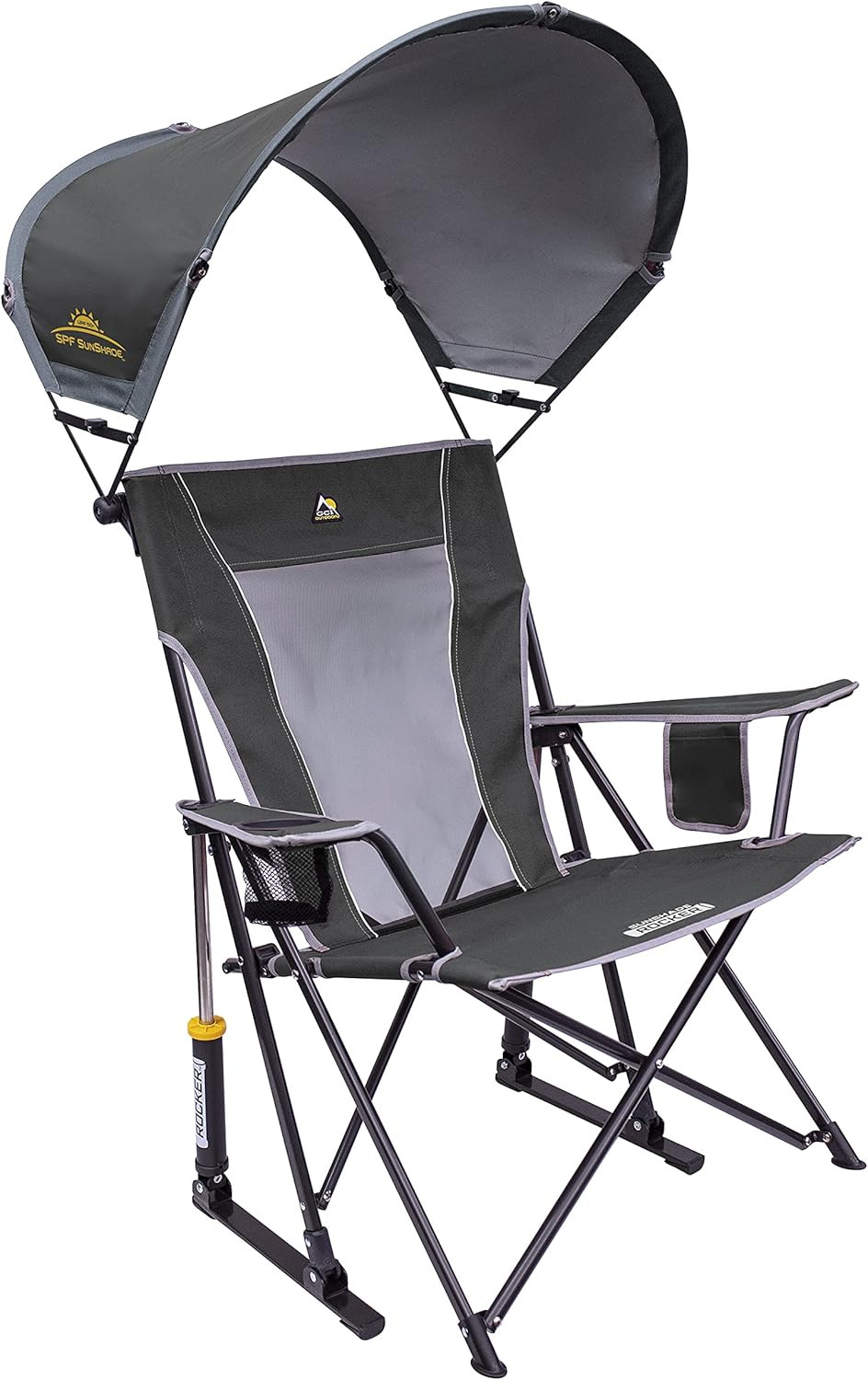 GCI Outdoor Sunshade Rocker Collapsible Rocking Chair & Outdoor Camping Chair with Canopy, Pewter | Amazon (US)