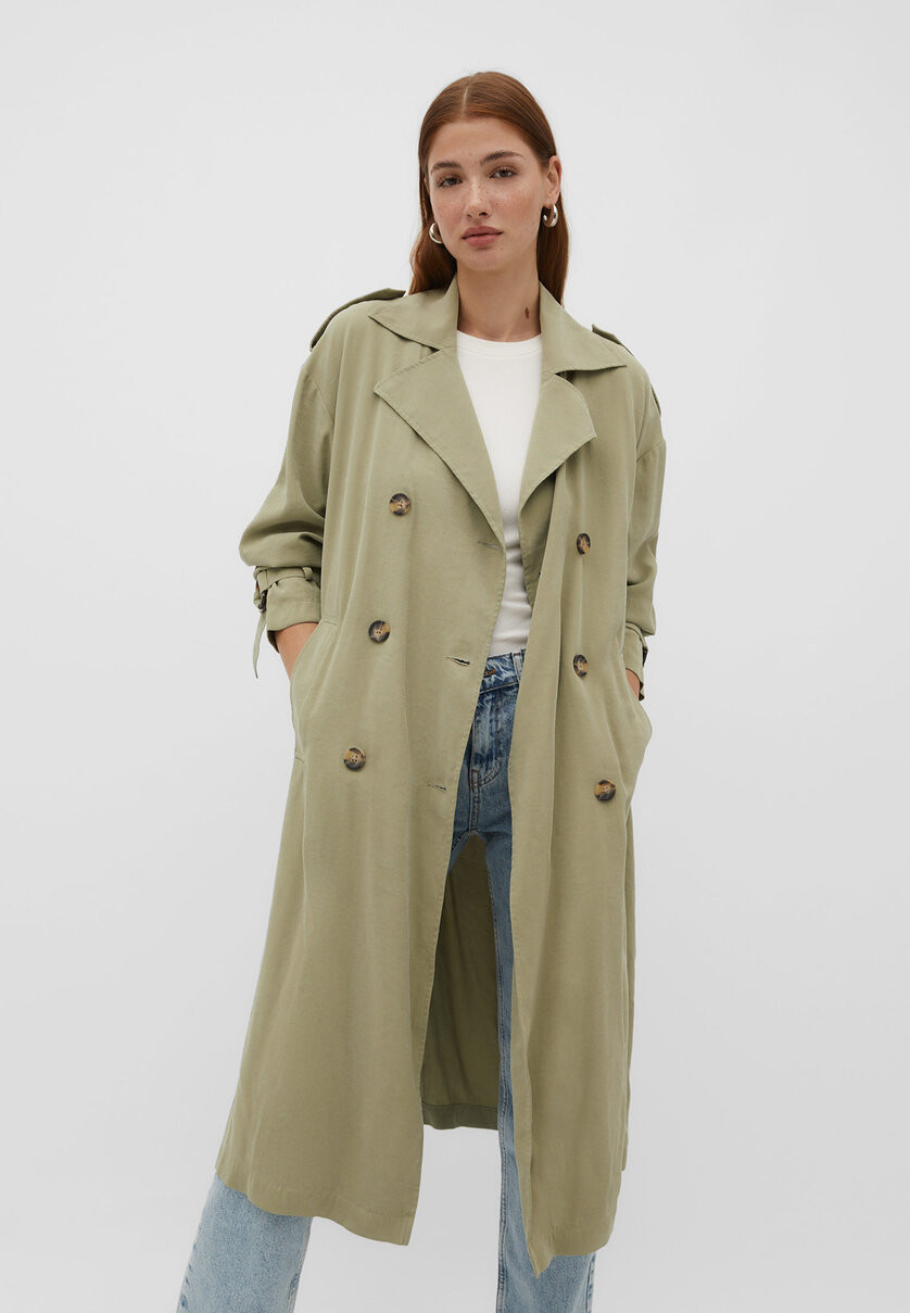 Long flowing trench coat | Stradivarius (UK)