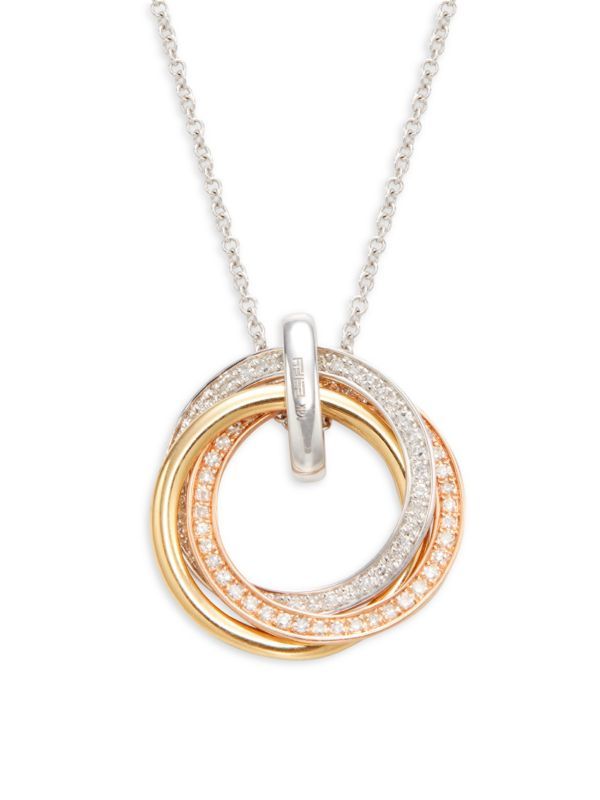 Diamond and 14k White,Yellow,Rose Gold Loop Pendant Necklace | Saks Fifth Avenue OFF 5TH (Pmt risk)