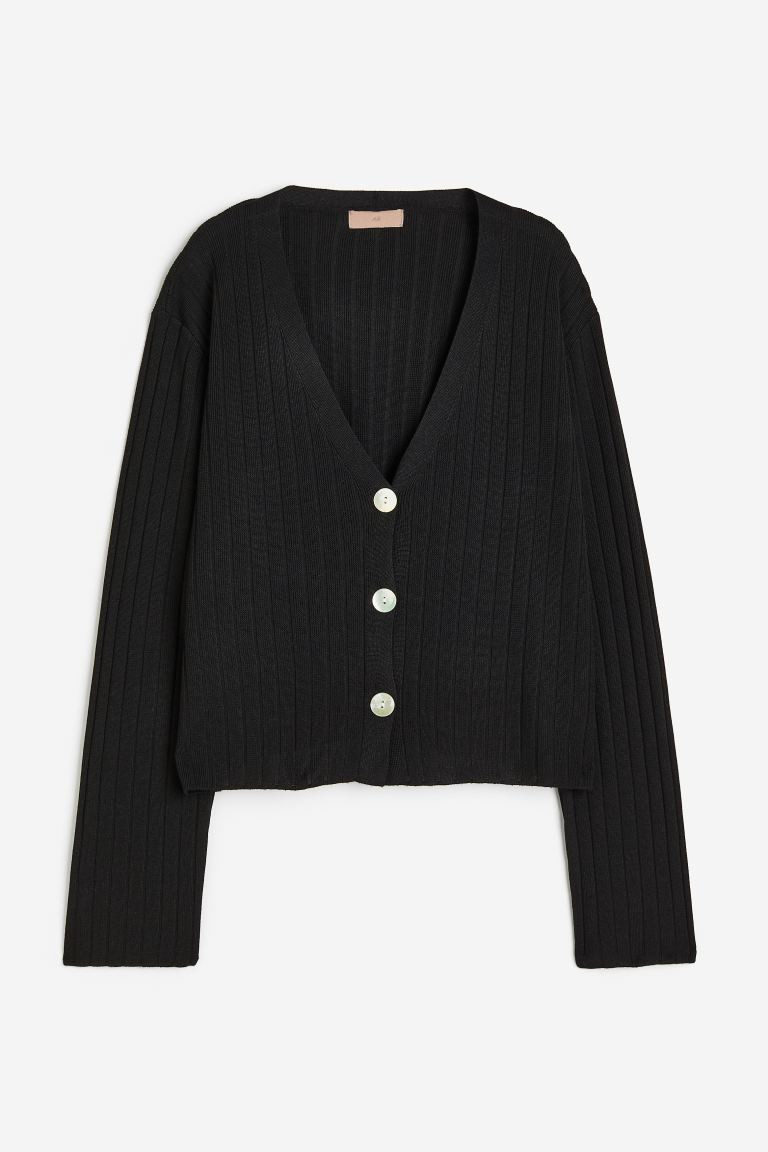 Rib-knit Cardigan - Black - Ladies | H&M US | H&M (US + CA)