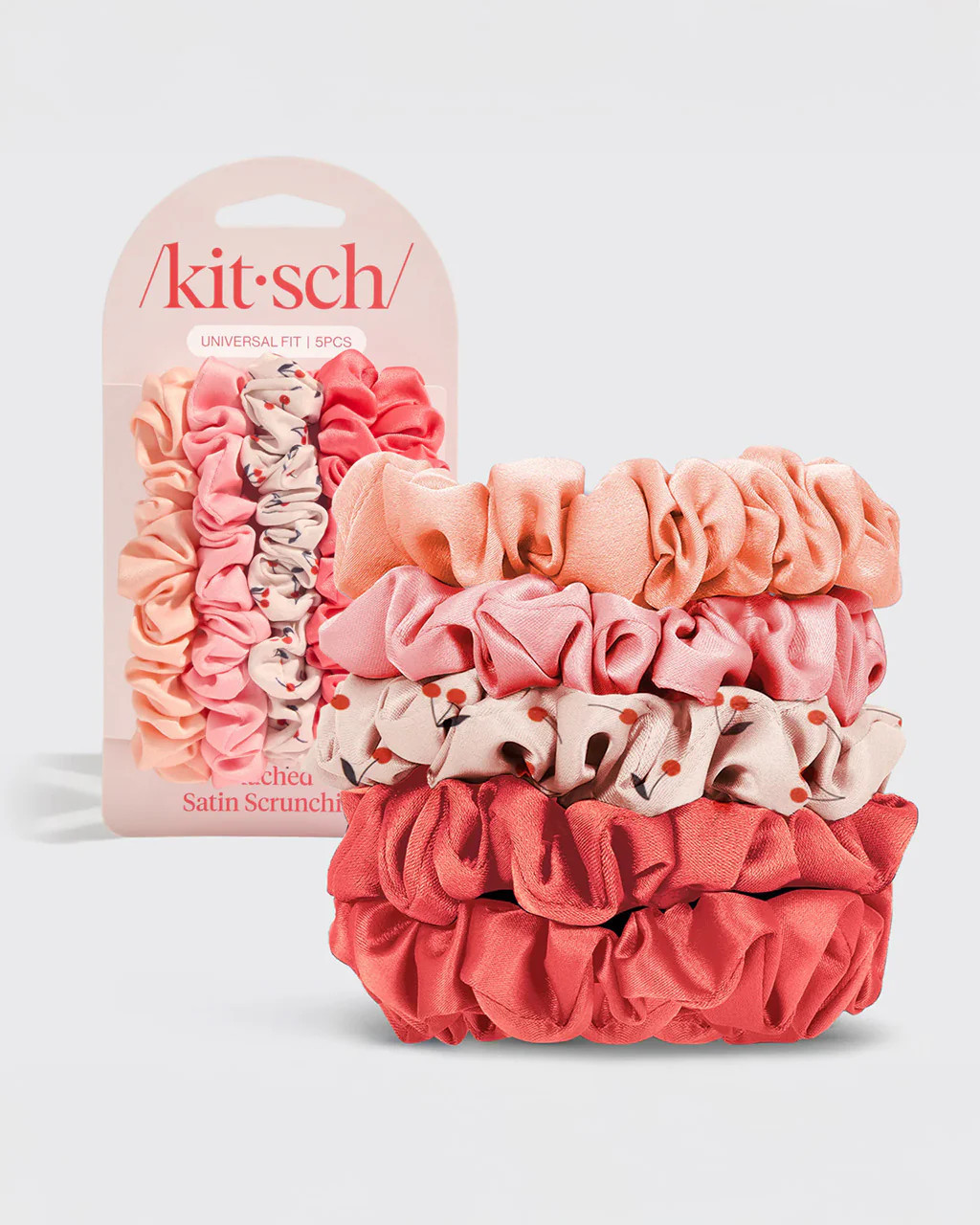 Cherry Blossom Ruched Satin Scrunchies - Set of 5 | ban.do
