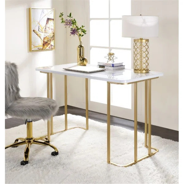 Writing Desk, White & Gold Finish | Wayfair North America
