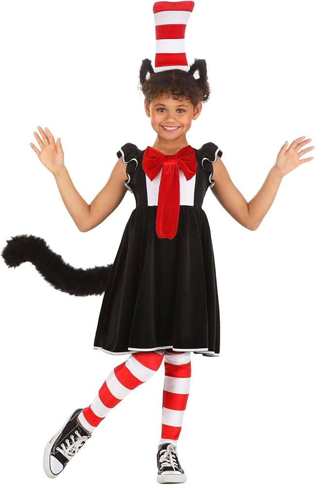Dr. Seuss Cat in the Hat Dress for Girls, Storybook Halloween Costume | Amazon (US)
