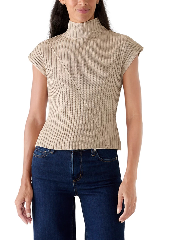 Women's Cap Sleeve Funnel Neck Ribbed Sweater | Belk