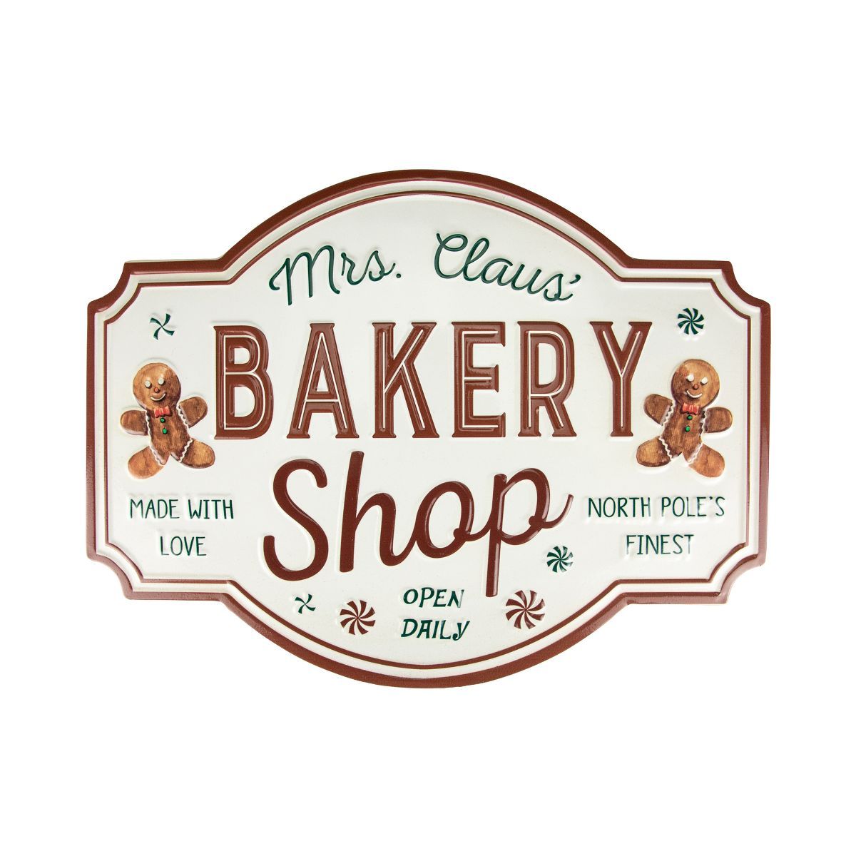 Northlight 18" Mrs. Claus' Bakery Shop Metal Christmas Wall Sign | Target