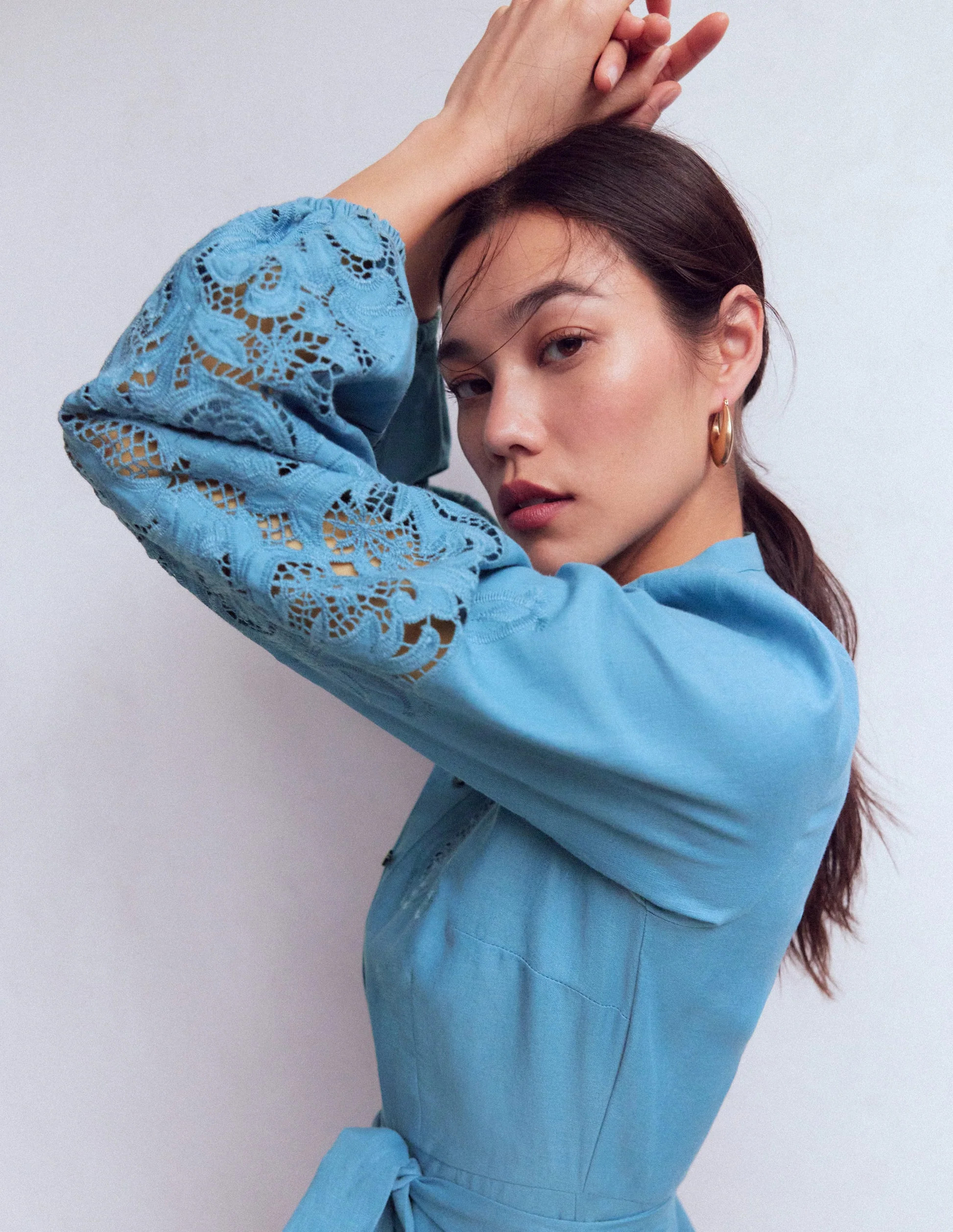 Mae Linen Blend Shirt Dress-Blue Heaven | Boden (US)