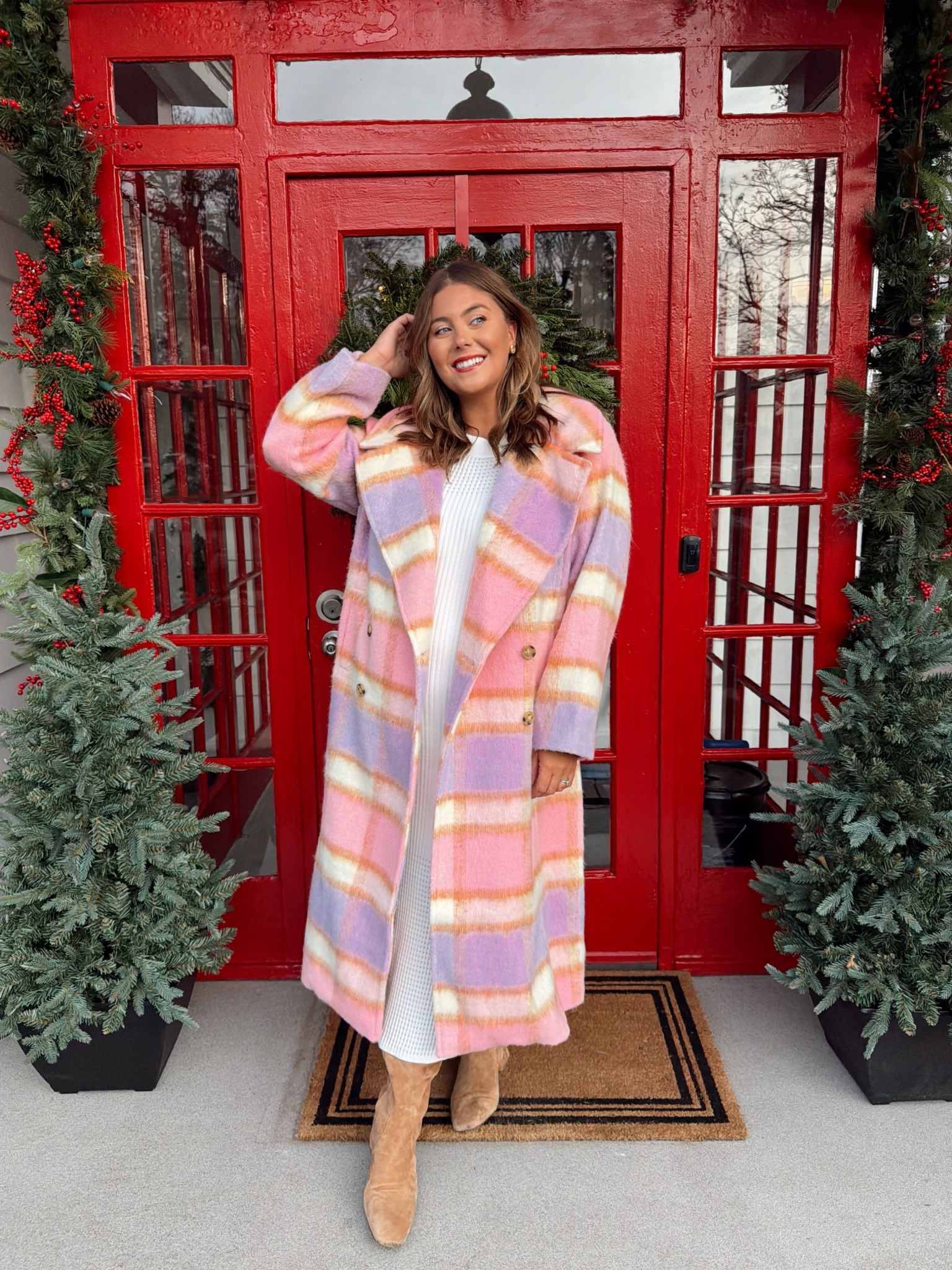 Wearing size 1X in fun coat, XL in dress. 

#LTKSeasonal #LTKMidsize #LTKWorkwear