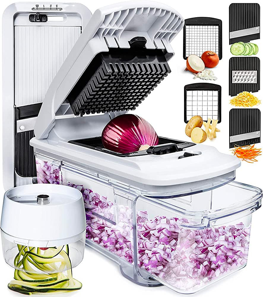 Fullstar All-in-1 Vegetable Chopper, Mandoline Slicer & Cheese Grater | Multi Blade French Fry Cu... | Amazon (US)