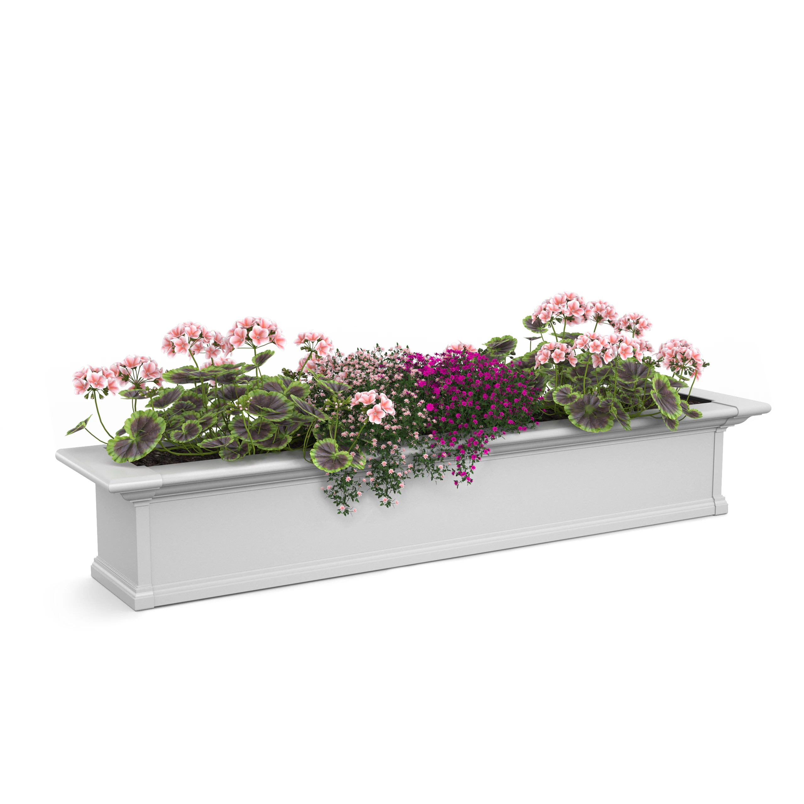 Mayne Rectangle 48-in W x 12.1-in L x 10.2-in H White PVC vinyl Outdoor Self Watering Window box Large | 4824-W | Lowe's