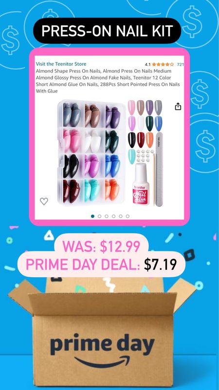 Save $5 on this press-on nail kit if you’re an Amazon prime customer. 

#LTKfindsunder50 #LTKsalealert #LTKstyletip