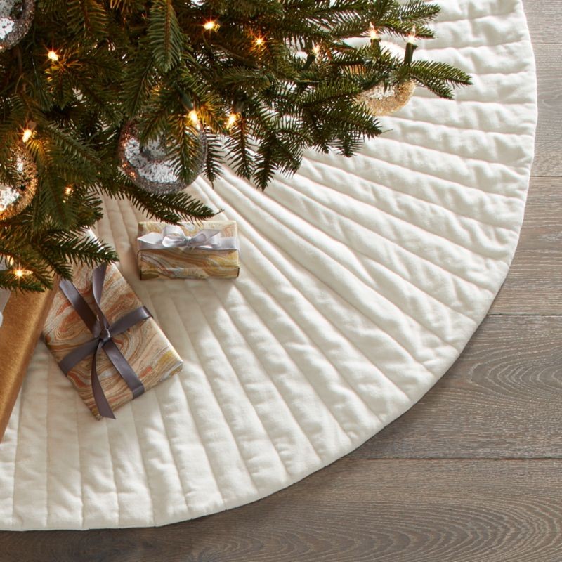 Flake White Velvet Christmas Tree Skirt 48" + Reviews | CB2 | CB2