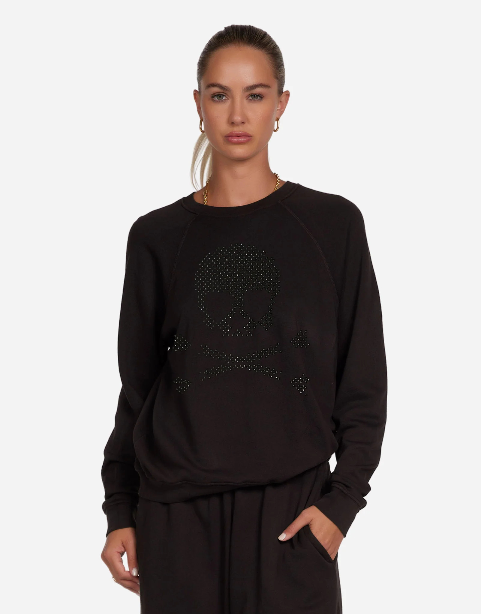 Crystal Love Skull Pullover in Black | Anela by Lauren Moshi | Lauren Moshi
