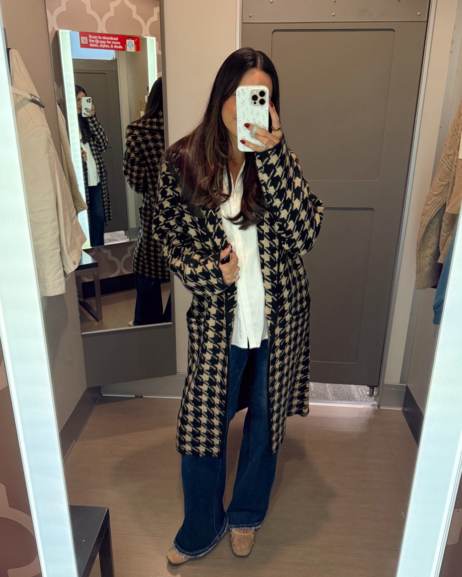 This coatigan is on sale for 30% off for Target Circle Week 👏🏼🎯

Houndstooth coatigan: true to size, wearing the M/L and it’s very roomy

Jeans are not target but linked! True to size, I am wearing a size up (27) with my bellaband to fit my 36 week bump 🤰🏻 

Rhinestone mesh flats: true to size and so comfy! These will be 40% off tomorrow for one day 👀 



#LTKSeasonal #LTKSaleAlert #LTKFindsUnder50