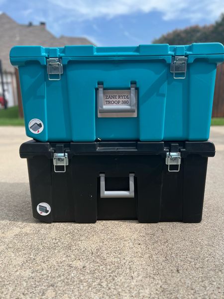 Perfect for storing camping gear.  These two tubs went on a Boy Scout camping trip this summer.  Would also be great sturdy storage for anything you need to transport.  Has latches that keep it safely closed and wheels to help you roll it from place to place.

#LTKfamily #LTKtravel #LTKBacktoSchool
