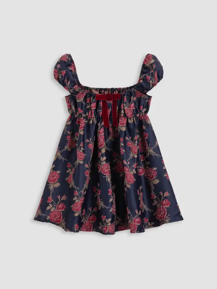 Jacquard Rose Bowknot Mini Dress | Cider