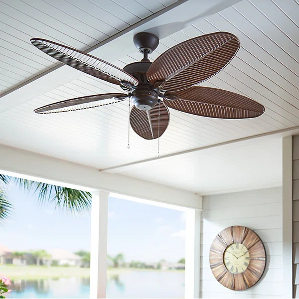 52'' Kateri 5 - Blade Outdoor Leaf Blade Ceiling Fan with Pull Chain | Wayfair North America