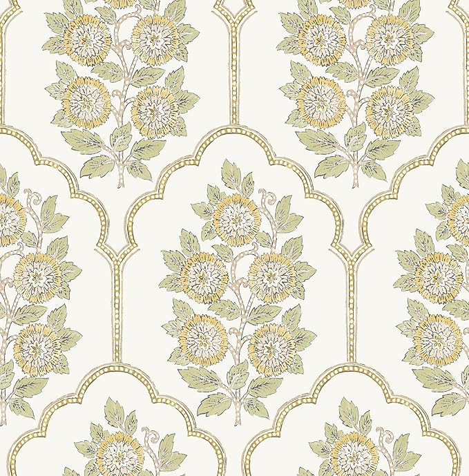 NuWallpaper x Society Social Floral Bazaar Ochre Peel and Stick Wallpaper, SSS6313 | Amazon (US)