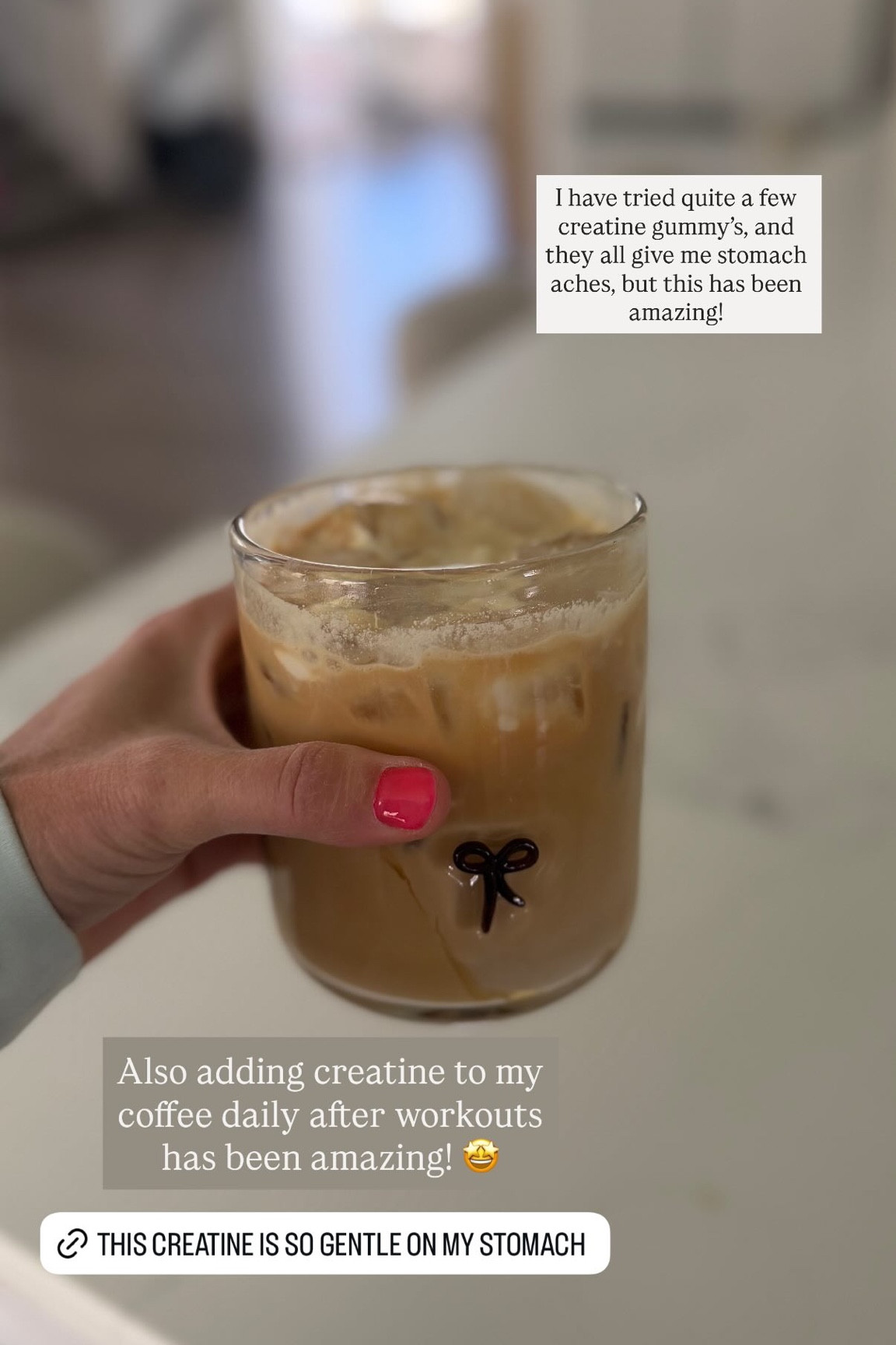 Also adding creatine to my coffee daily after workouts has been amazing! 🤩  I have tried quite a few creatine gummy’s, and they all give me stomach aches, but this has been amazing!