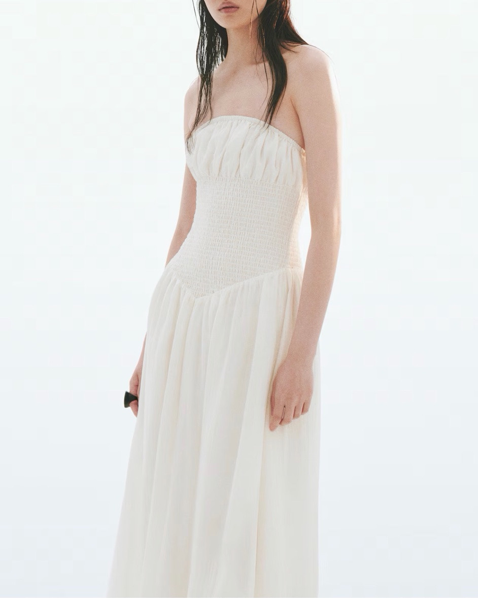 Smocked corset detail strapless midi dress

#LTKSeasonal
