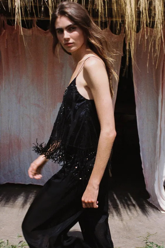 SEQUIN FRINGE TOP | Zara UK