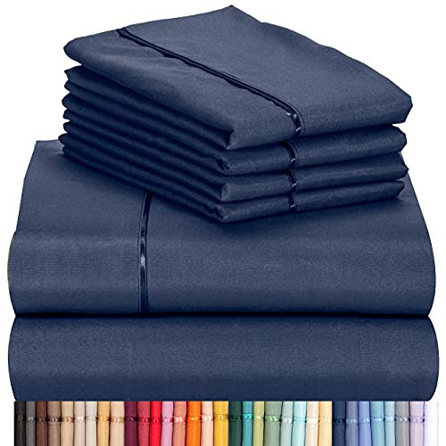 LuxClub 6 PC Sheet Set Sheets Deep Pockets 18" Eco Friendly Wrinkle Free Sheets Machine Washable ... | Amazon (US)