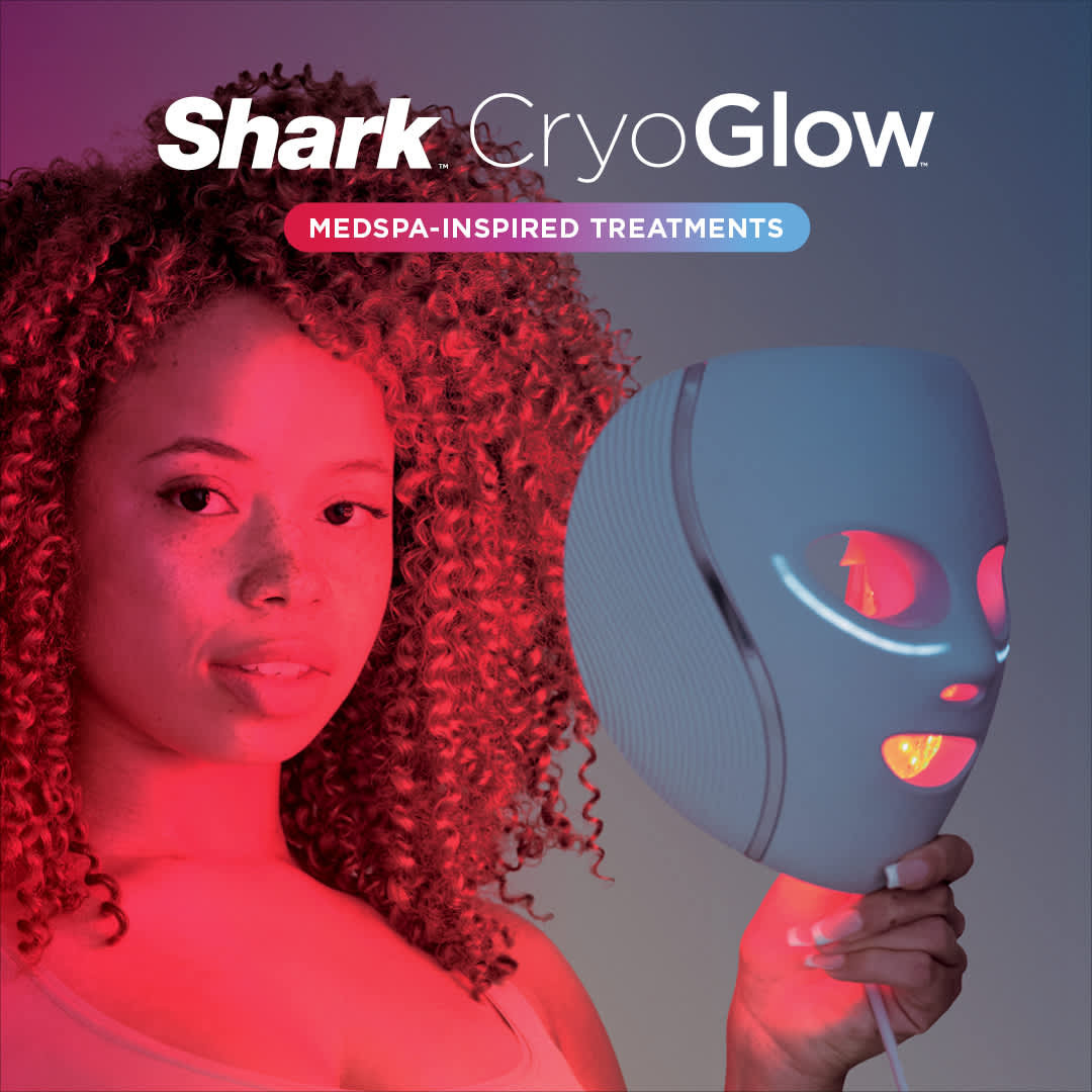 Shark™ CryoGlow™ Red & Blue Infrared iQLED Face Mask & Under Eye Cooling - (Lilac Chill) Skin... | Sharkclean