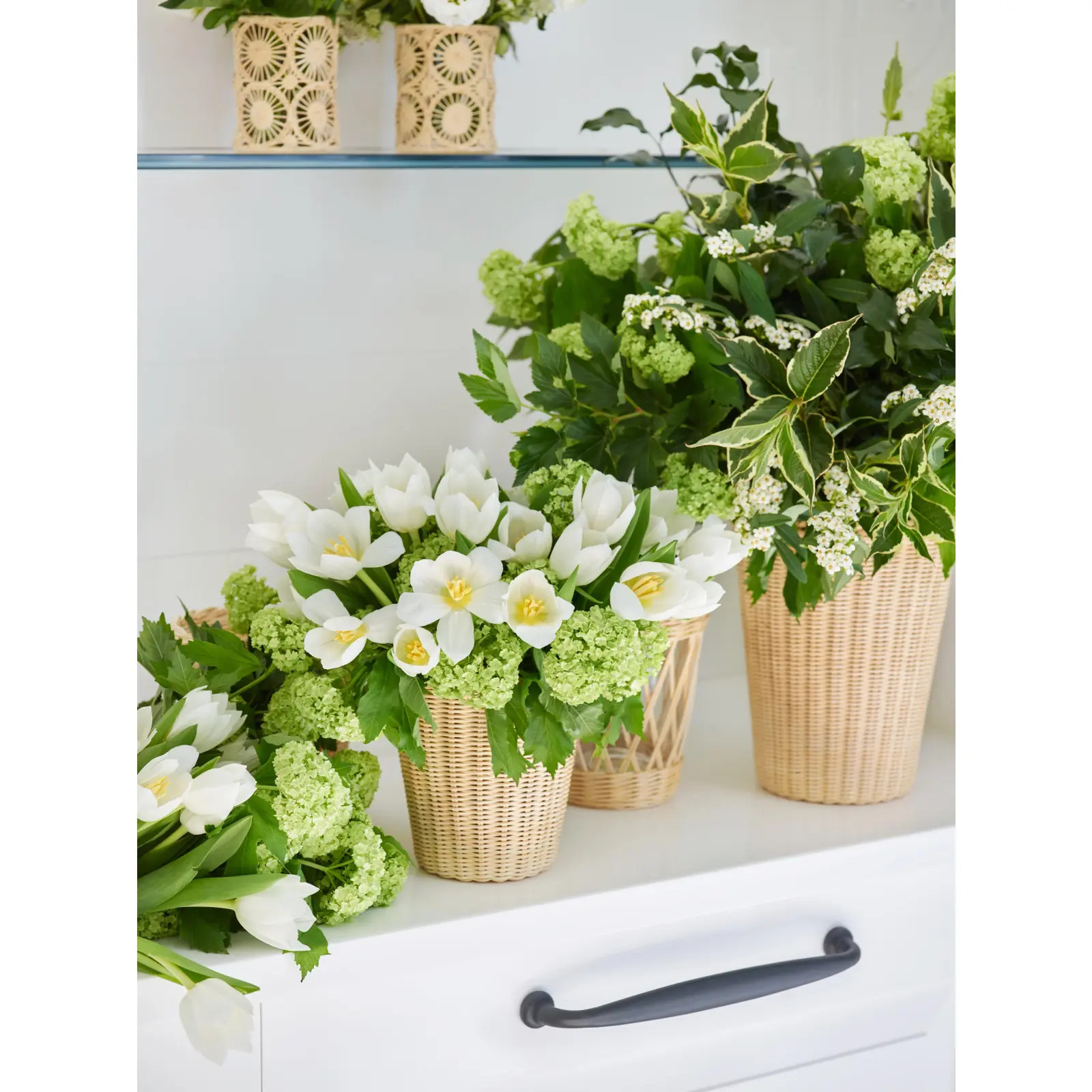 AERIN Navona Wicker Vase, Large - Toffee | Chairish