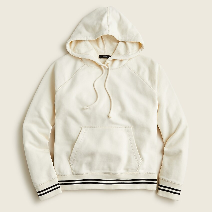 University terry hoodie with striped cuffs | J. Crew US