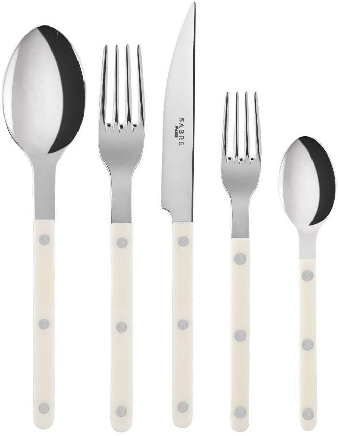Sabre Flatware Bistrot Stainless Steel Ivory 5pcs Service for 4 (20 pieces) | Amazon (US)