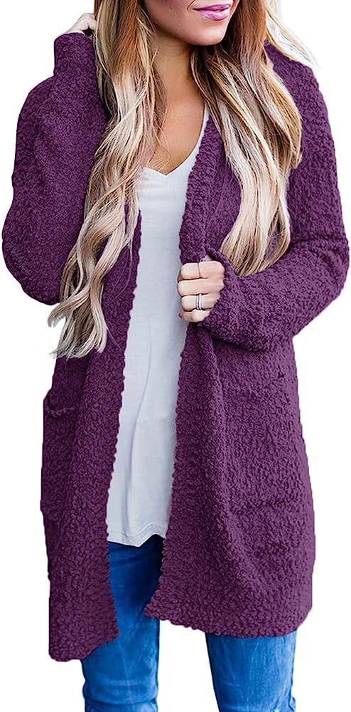 MEROKEETY Women's Long Sleeve Soft Chunky Knit Sweater Open Front Cardigan Outwear Coat | Amazon (US)