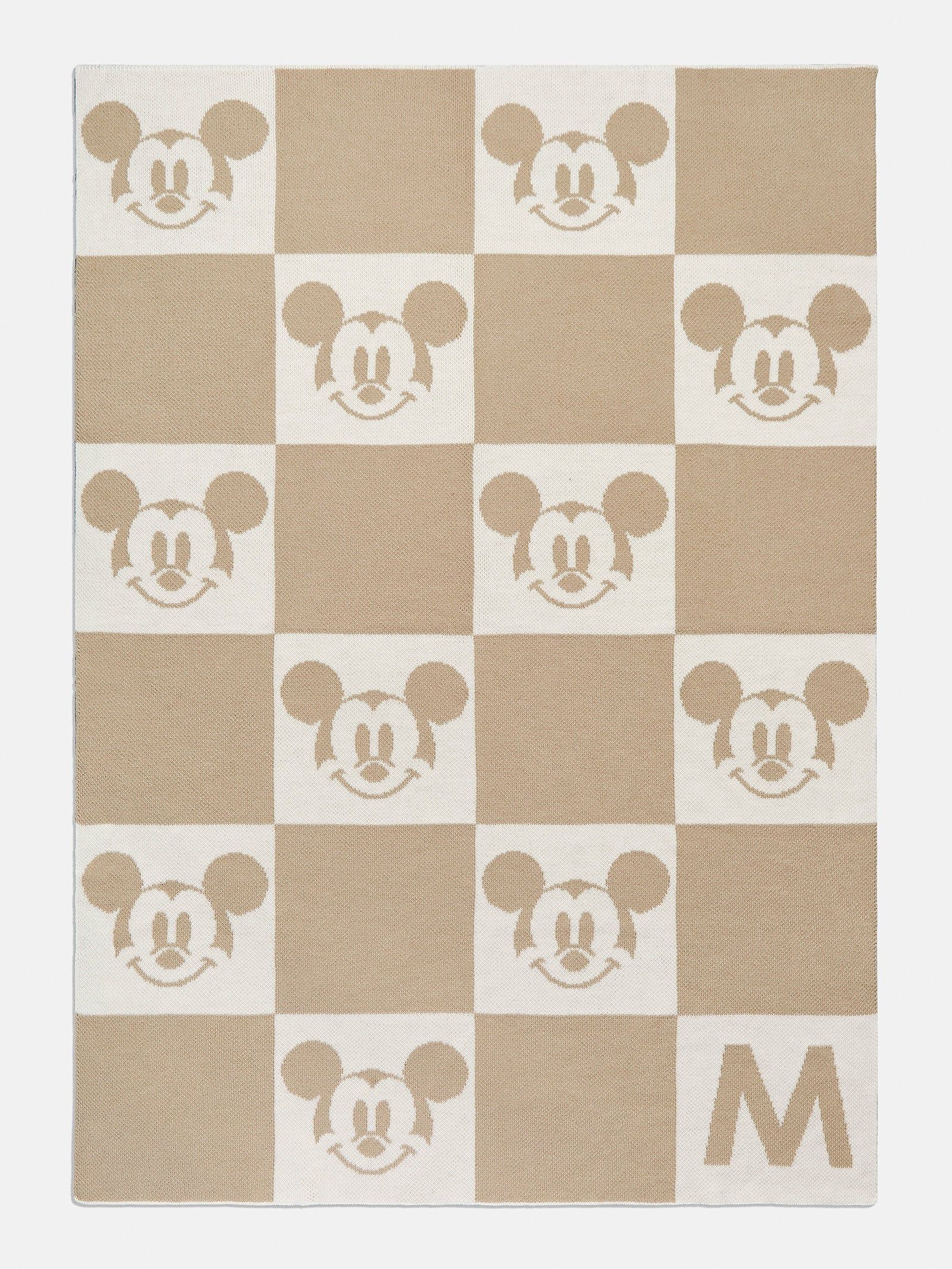 Neutral Checkered Mickey Mouse Blanket | BaubleBar (US)