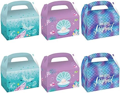Cieovo 24 Pack Mermaid Party Favor Treat Boxes, Mermaid Goodie Candy Treat Present Boxes Recycled Pa | Amazon (US)