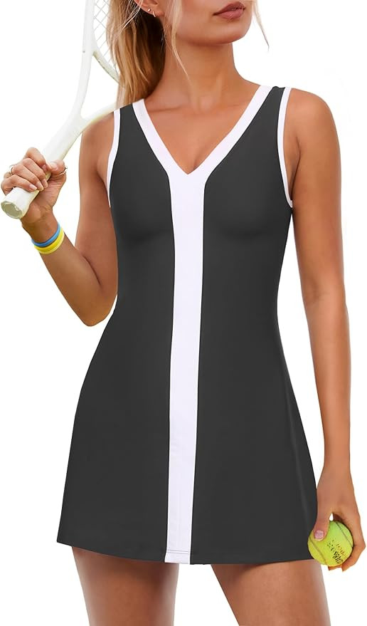 ReachMe Womens Tennis Dresses with Shorts Golf Outfits Athletic Dresses Active Workout Dress Acti... | Amazon (US)