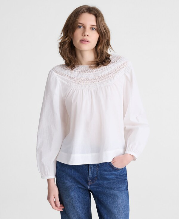 Lace-Insert High-Neck Top | Madewell