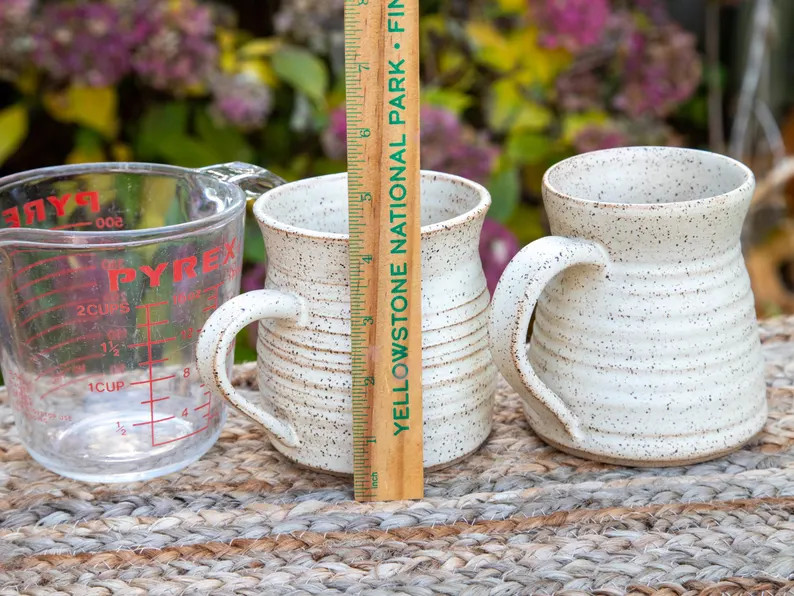 Extra Large 16 Oz Pottery Mug Pair; Cream Color Coffee Mugs, Rustic - Etsy | Etsy (US)